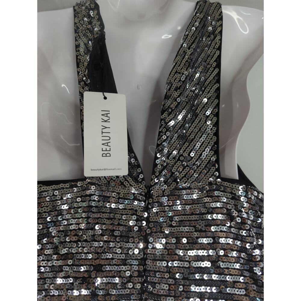 Beauty Kai Women's Sequin Halter Neck Maxi Dress Black MED NWT Party‎ Weddings - Picture 9 of 12